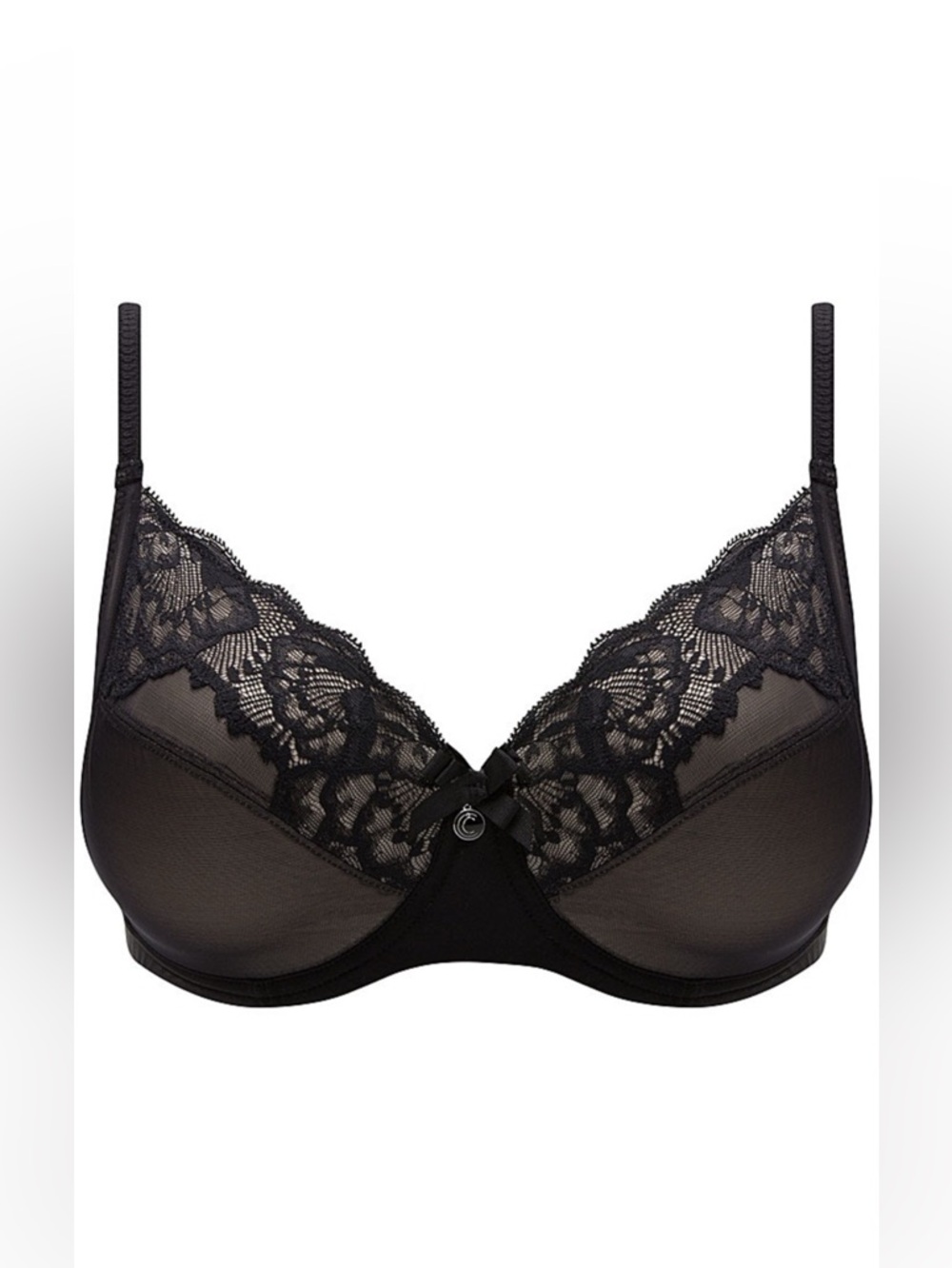 Chantelle Orangerie Black Under Wire Bra featuring Leavers Lace 36 C